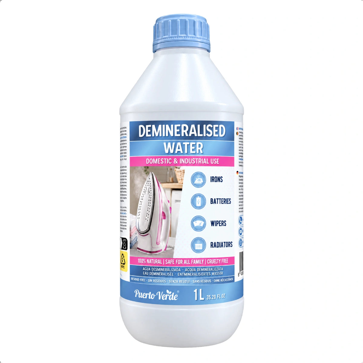 Agua Desmineralizada Destilada y Desionizada 1 Litro