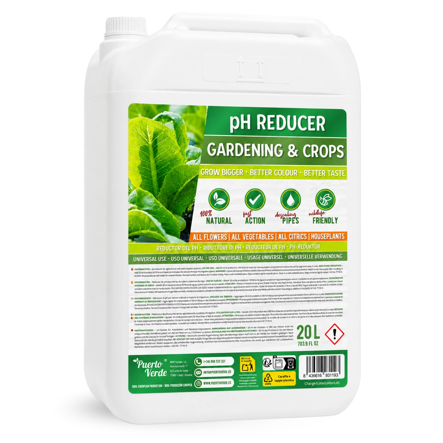 Reductor de pH- Líquido para Cultivos 20 Litros