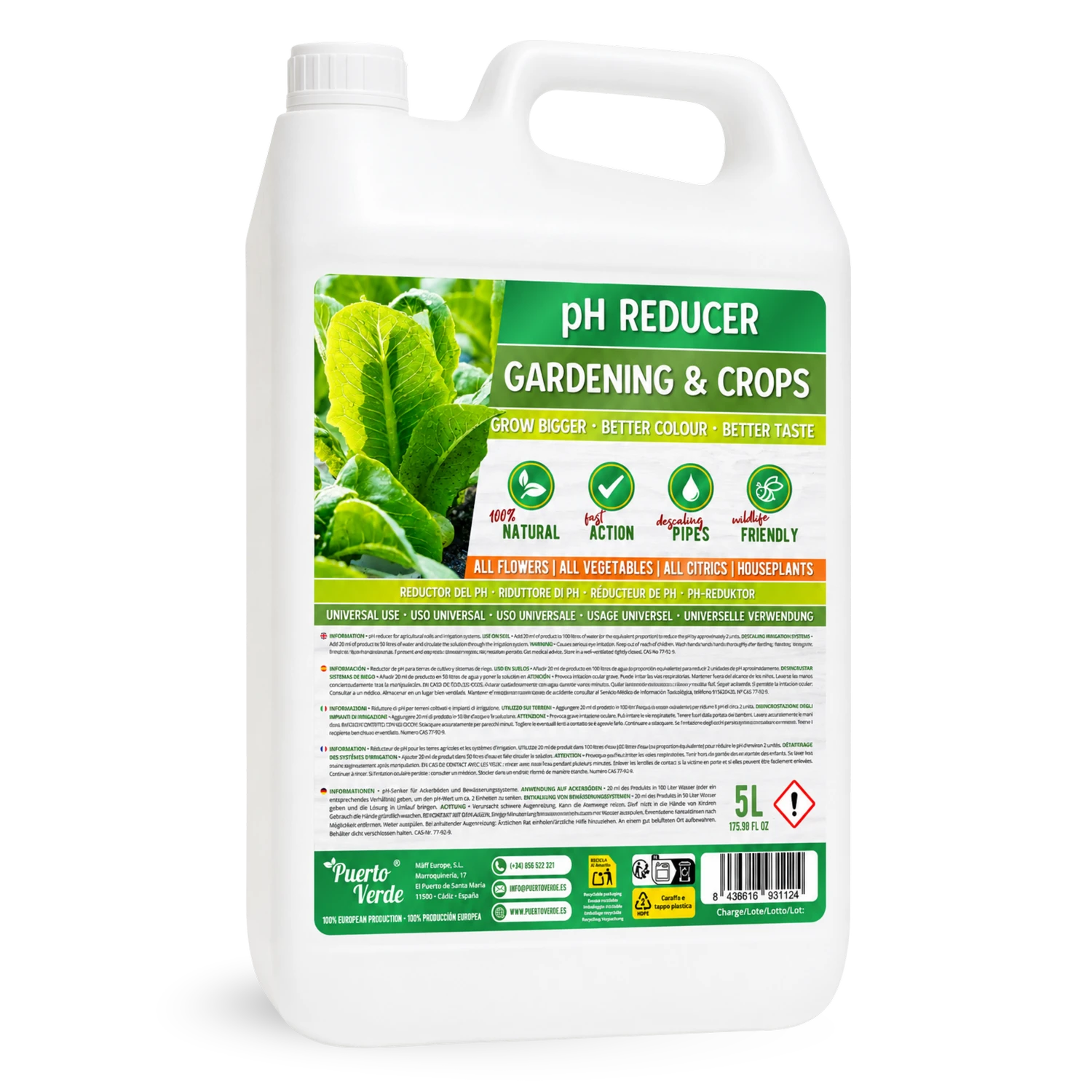 Reductor de pH- Líquido para Cultivos 5 Litros