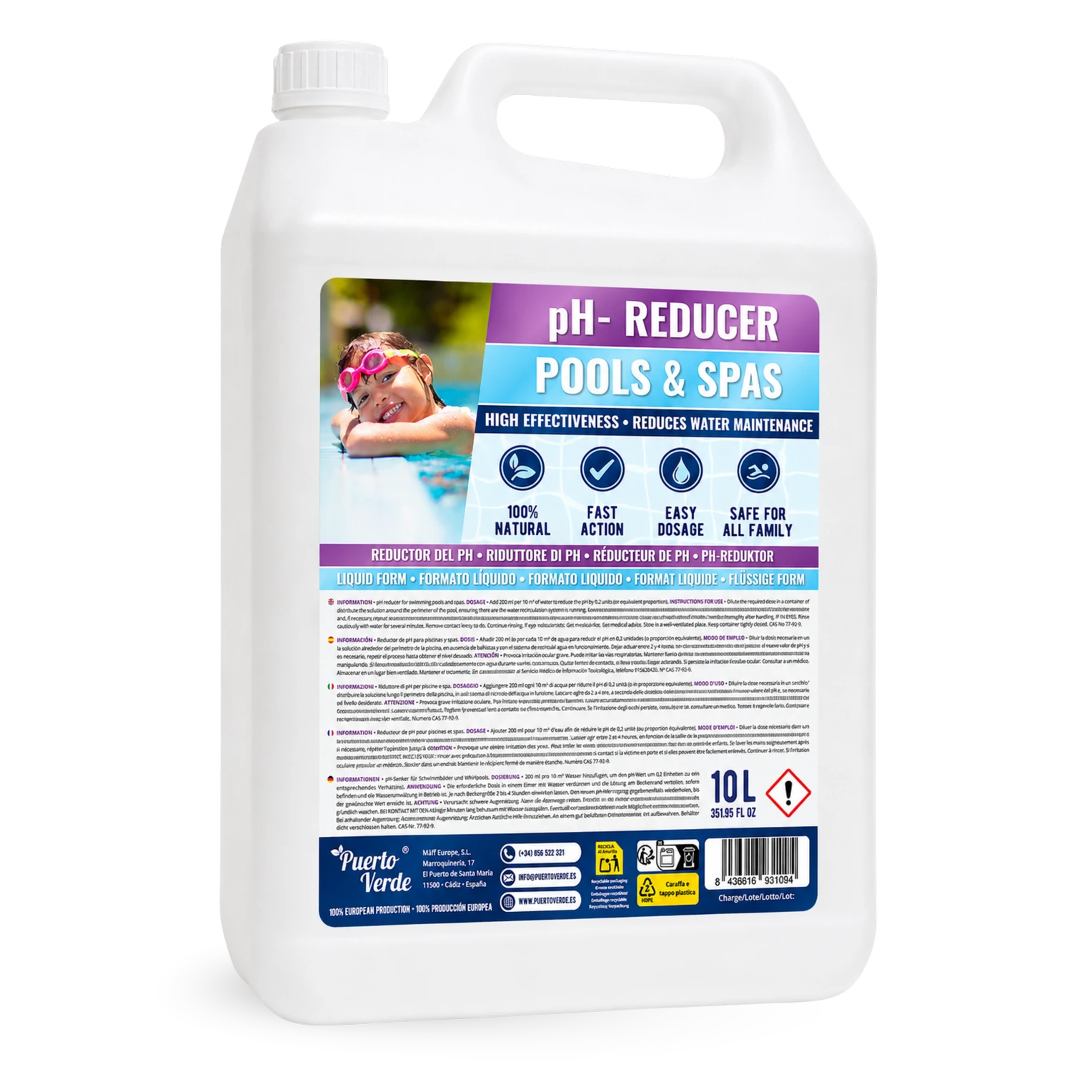 Reductor de pH- Líquido para Piscinas 10 Litros