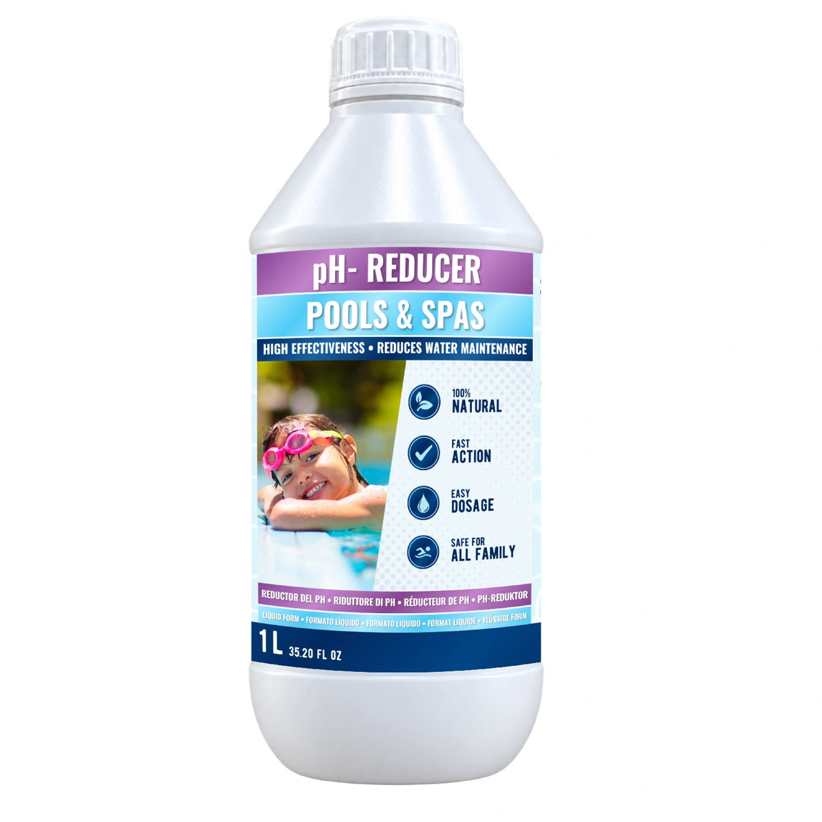 Reductor de pH Líquido para Piscinas - Botella de 1 litro