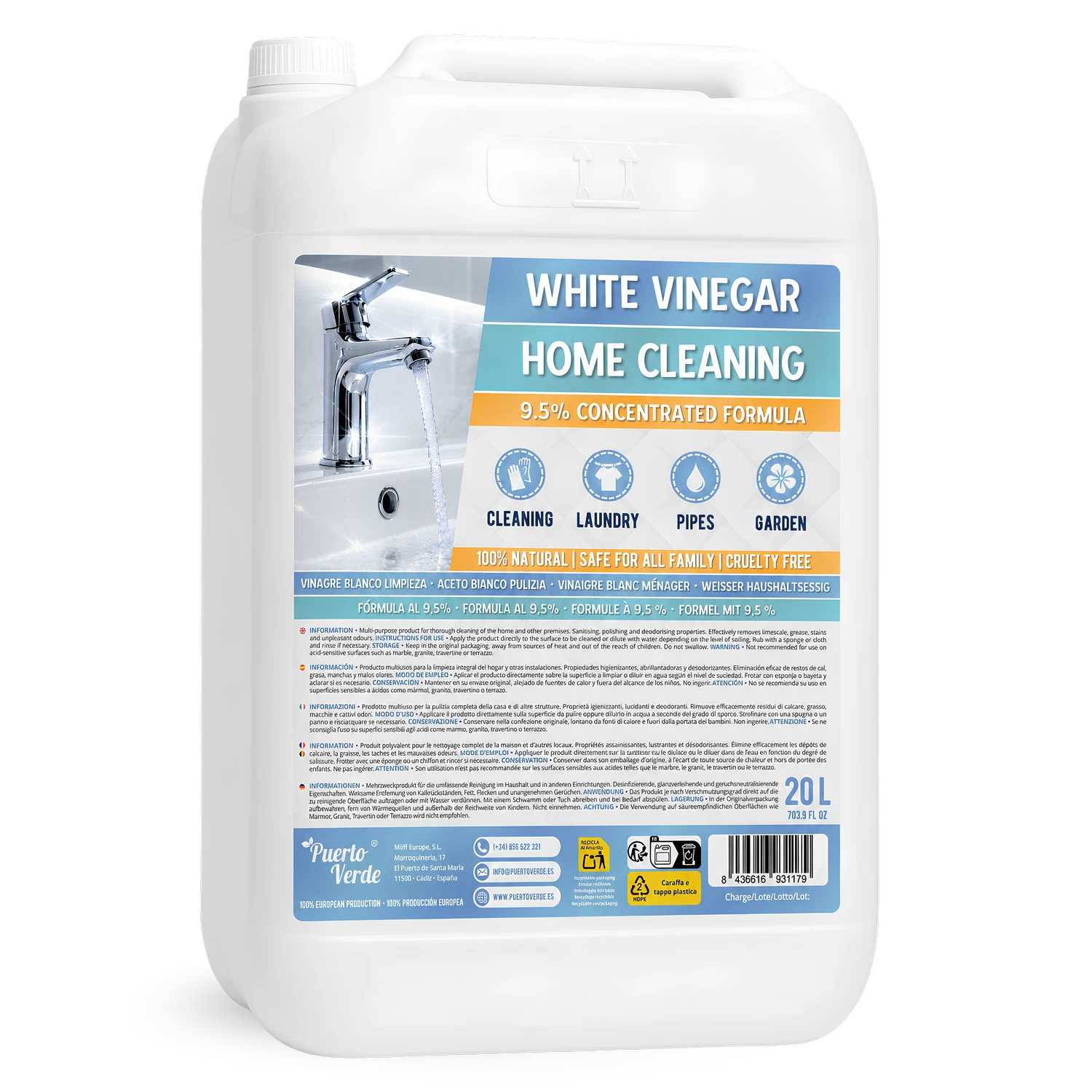 Vinagre Blanco de Limpieza Concentrado 20 Litros