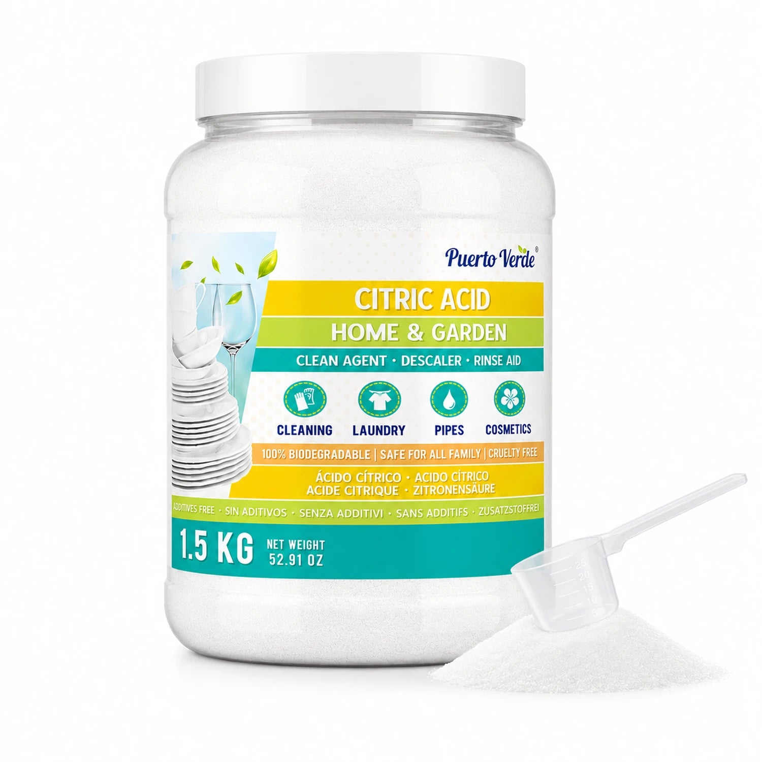 Ácido Cítrico Anhidro 100% Puro 1,5 kg