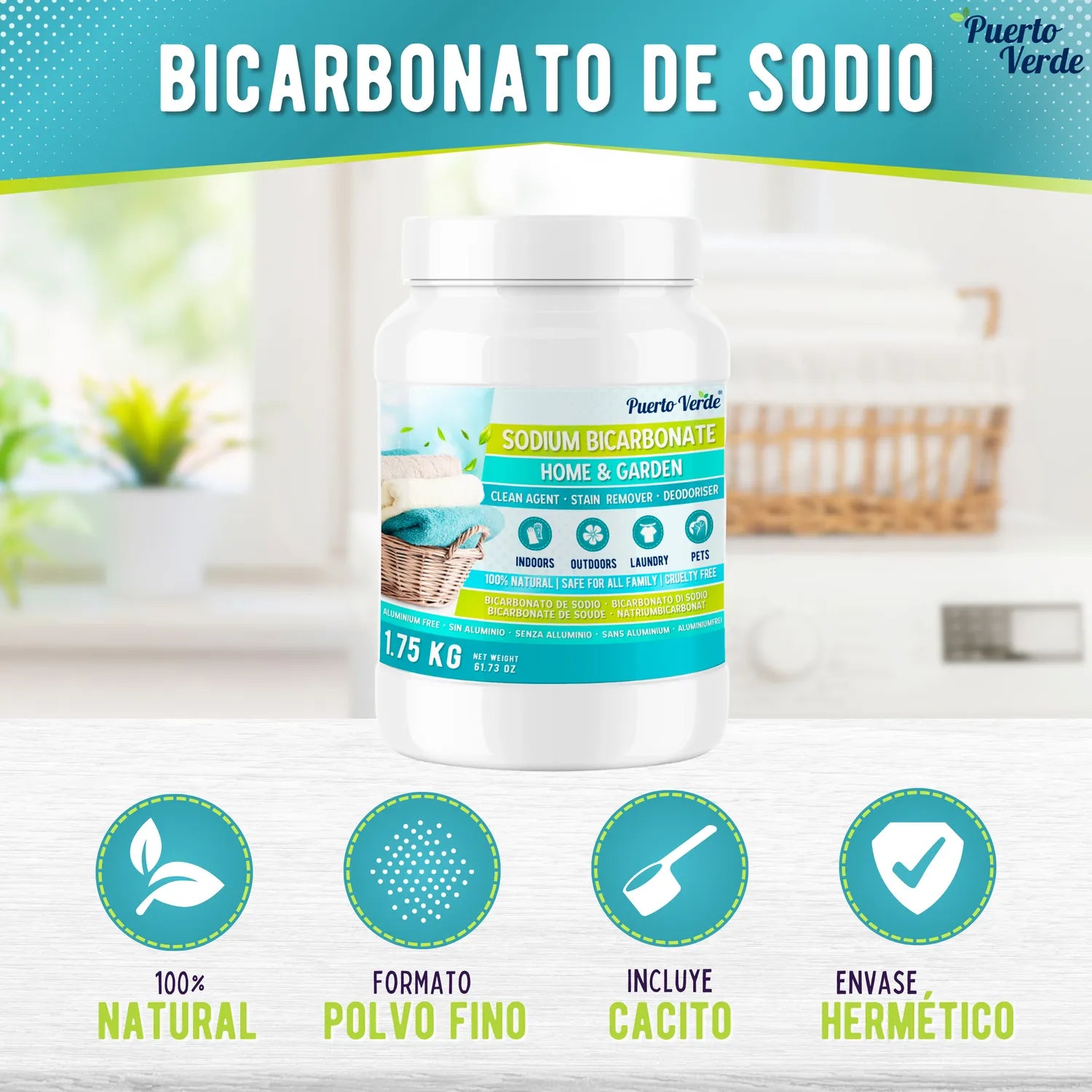 Bicarbonato de Sodio 1,75 kg Sin Aluminio