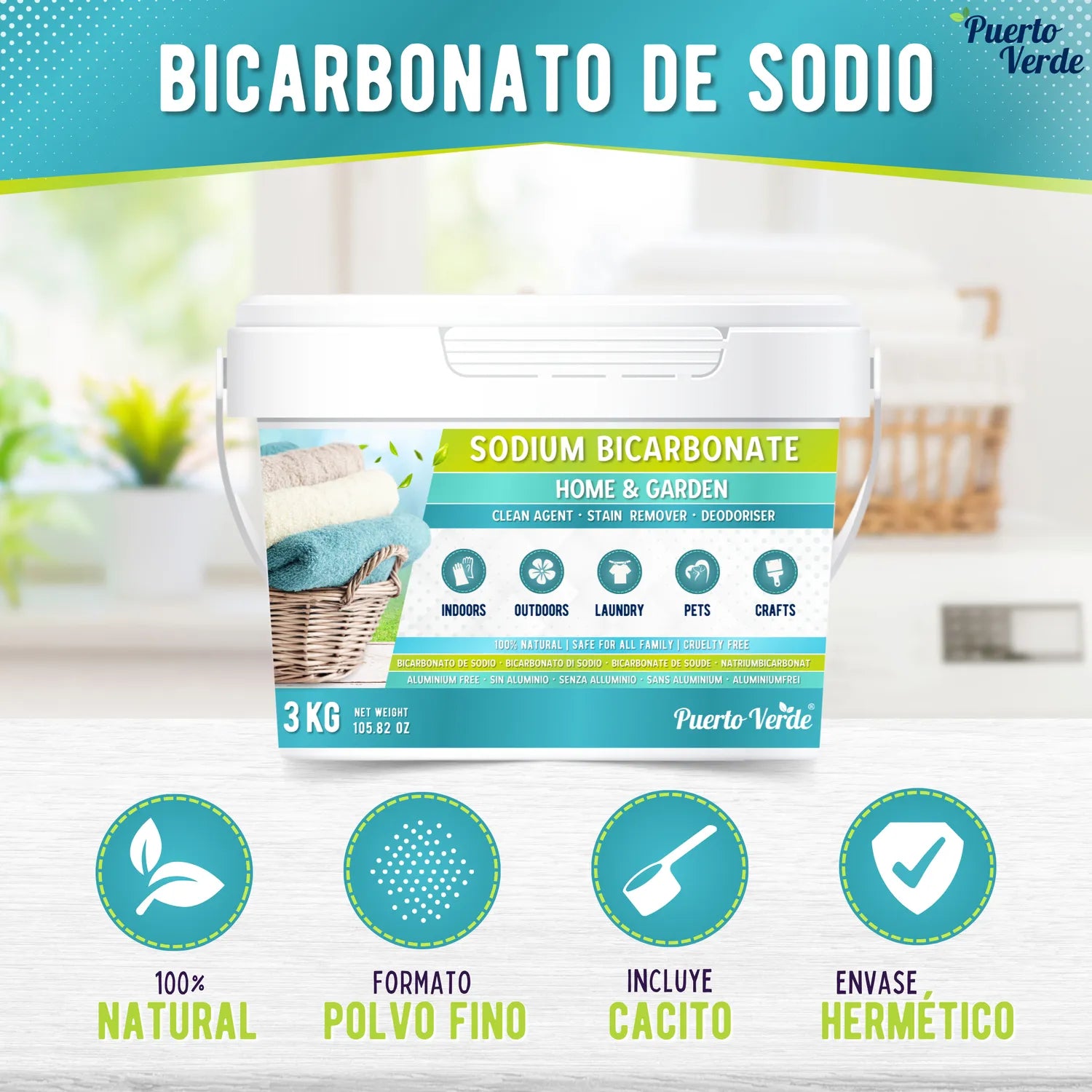 Bicarbonato de Sodio 3 kg Sin Aluminio