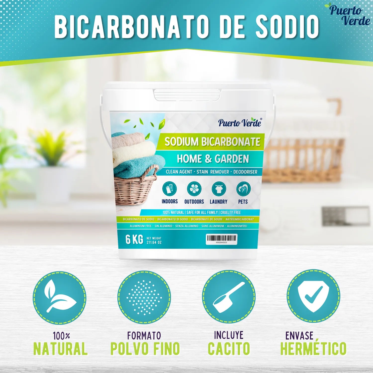Bicarbonato de Sodio 6 kg Sin Aluminio