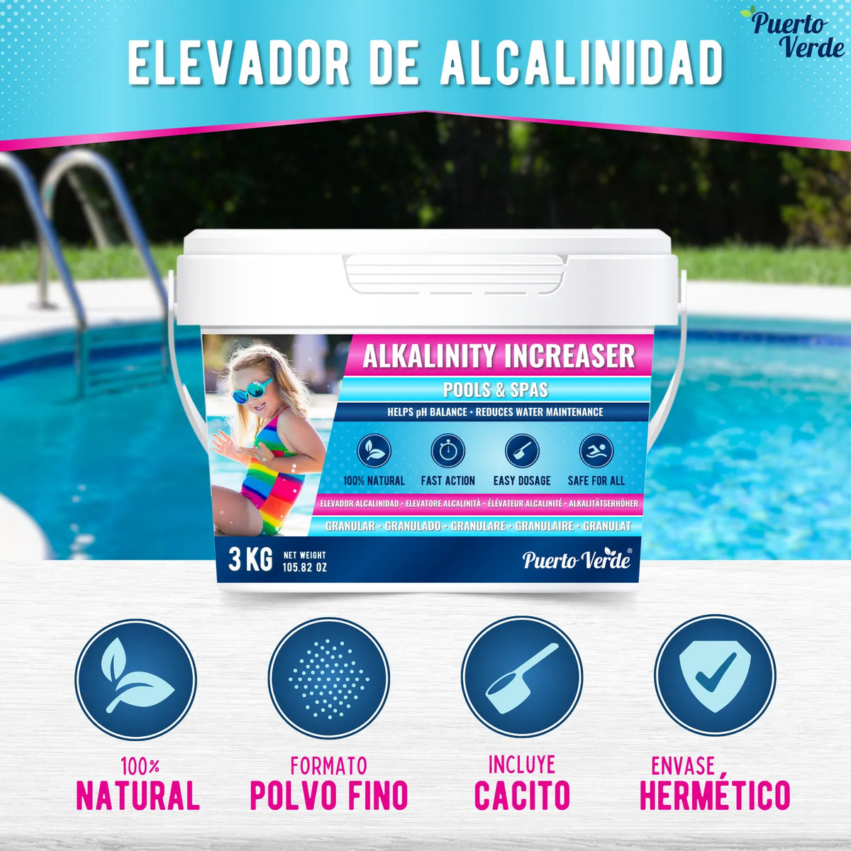 Elevador de Alcalinidad para Piscinas 3 kg