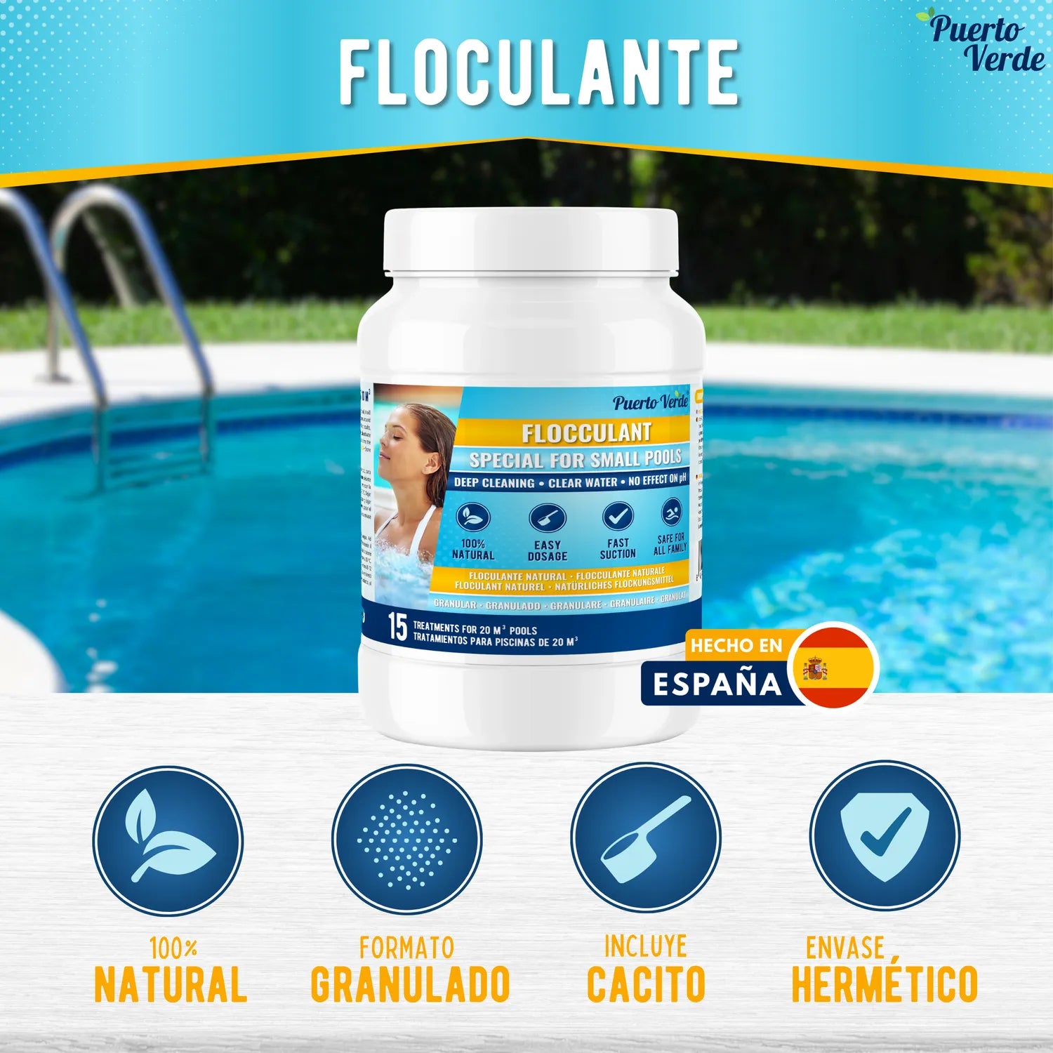 Floculante Natural para Piscinas Pequeñas - 15 Tratamientos