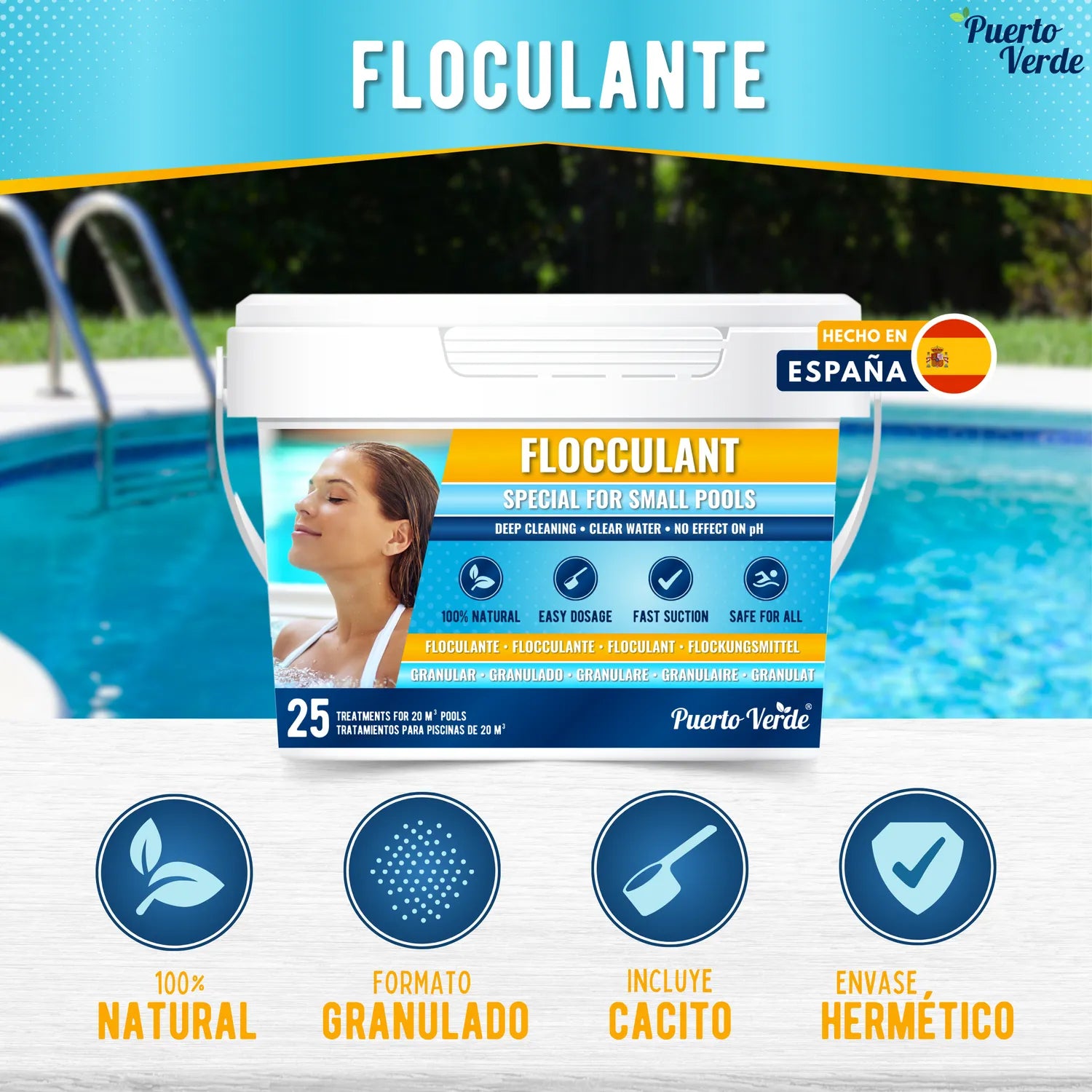 Floculante Natural para Piscinas Pequeñas - 25 Tratamientos