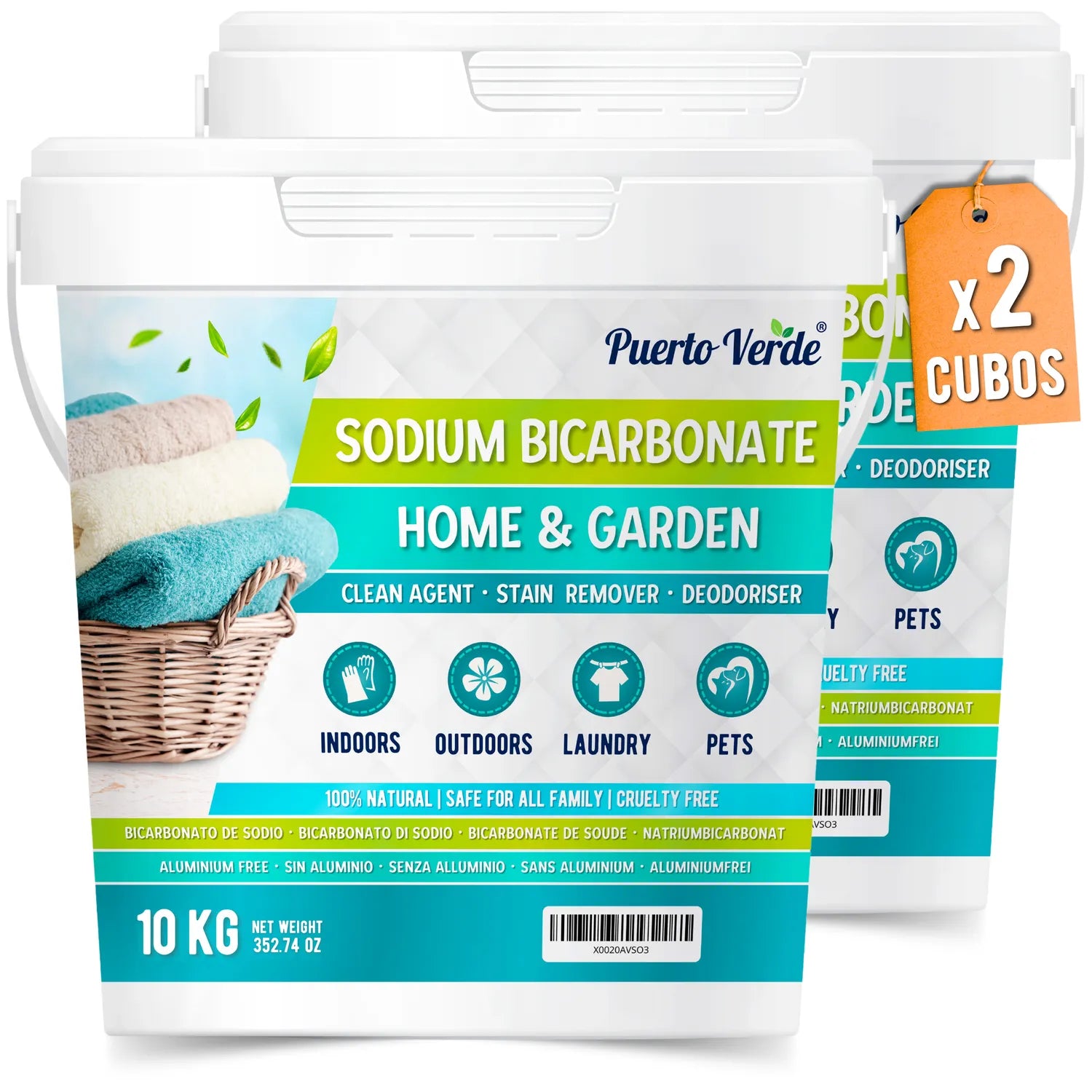 Bicarbonato de Sodio Pack 2x10 kg Sin Aluminio