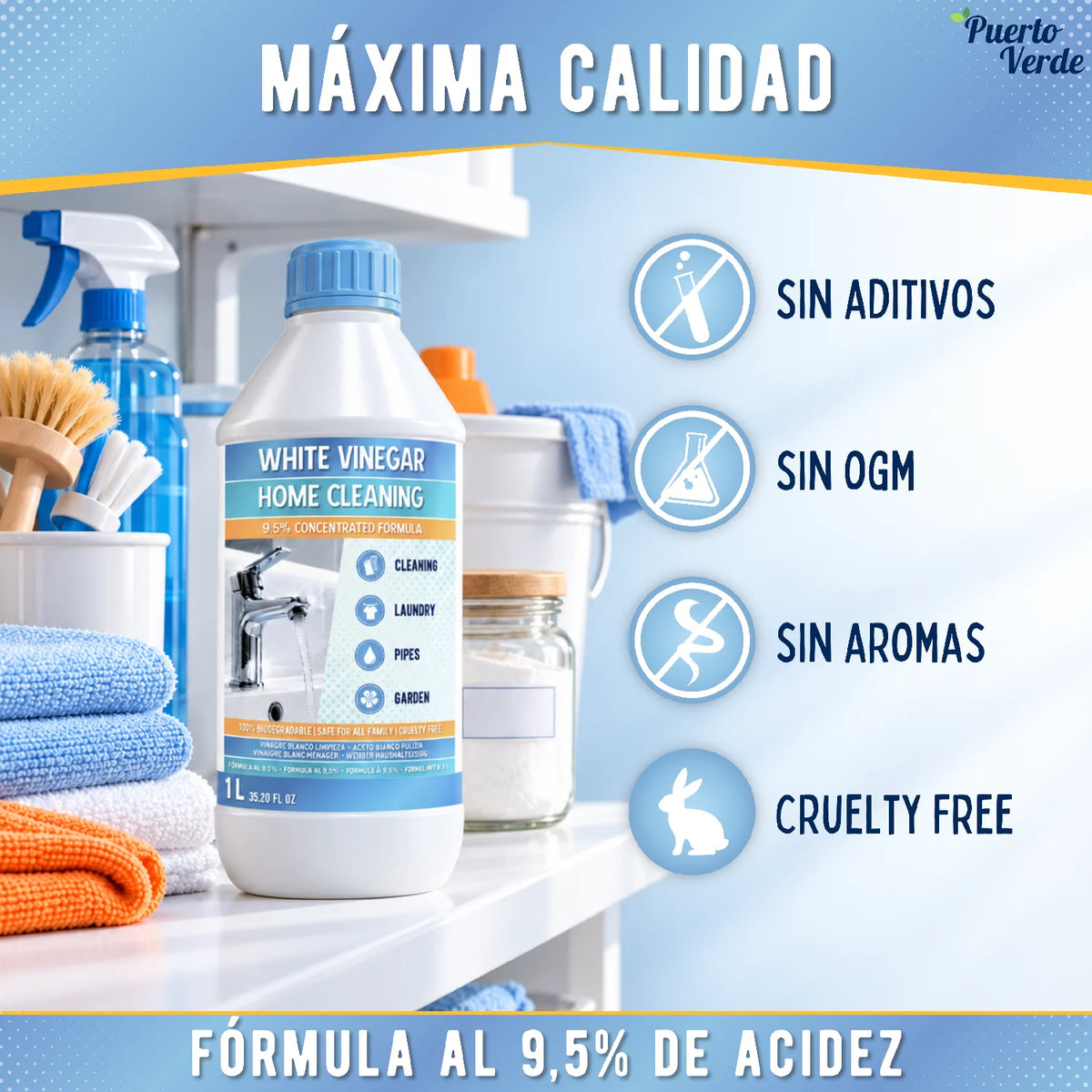 Vinagre Blanco de Limpieza Concentrado 1 Litro