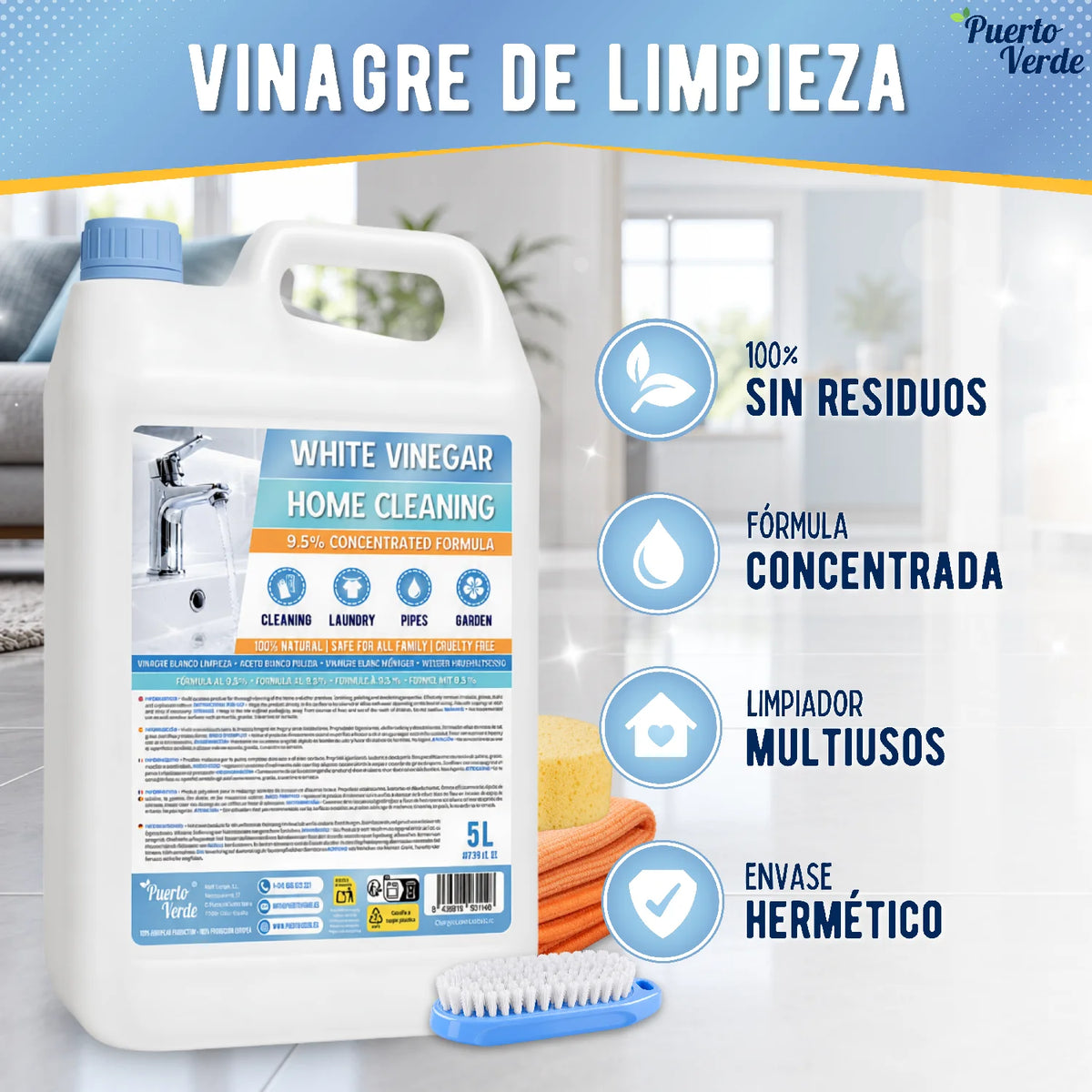 Vinagre Blanco de Limpieza Concentrado 5 Litros