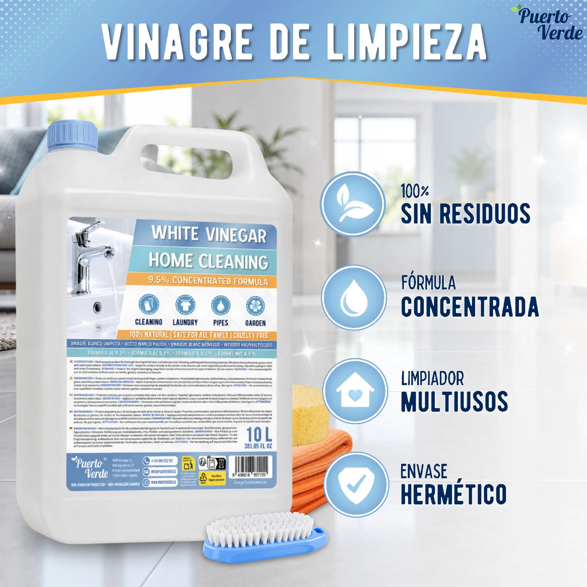 Vinagre Blanco de Limpieza Concentrado 10 Litros